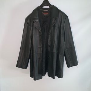 Avenue Leather Button Up Long Sleeve Jacket
